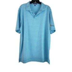 Peter Millar Crown Crafted Short Sleeve Striped Blue Polo Shirt Top